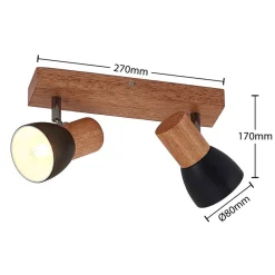 Lindby Gang|Loftlamper > Tonja loftspot med træ, 2 lyskilder