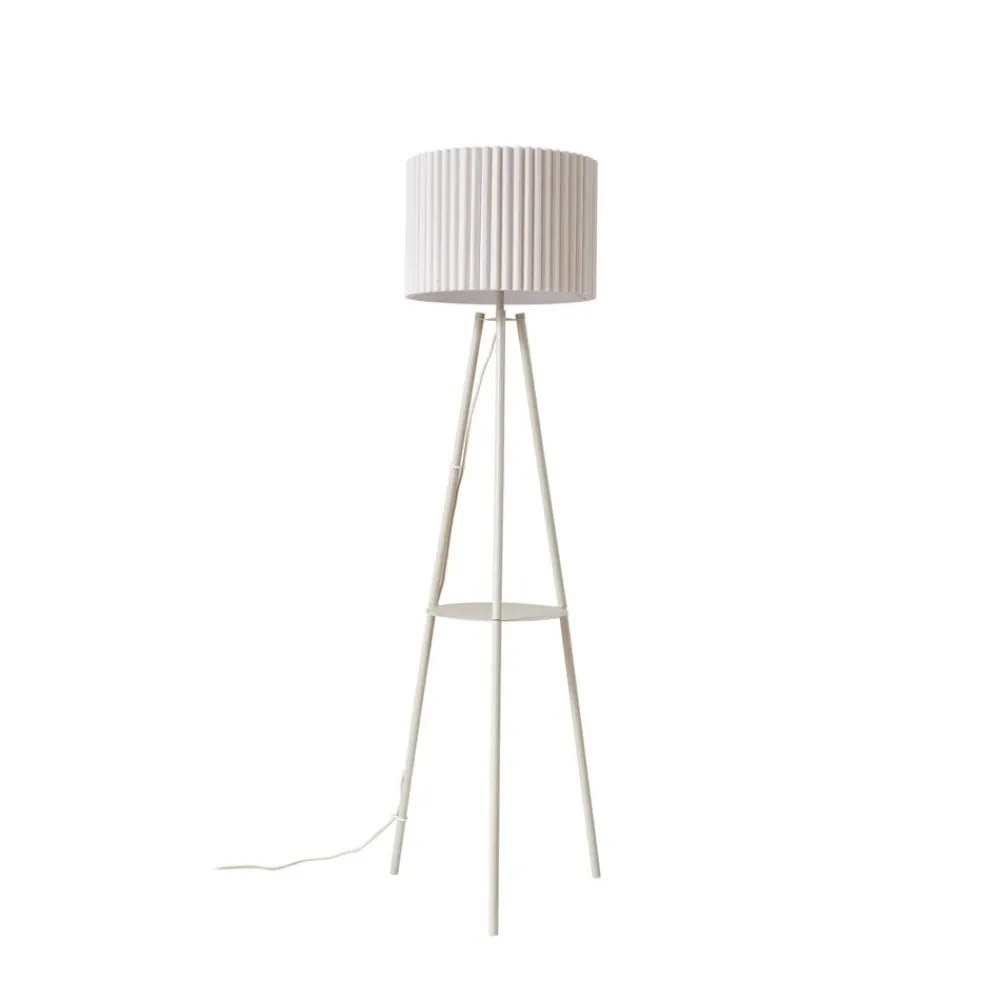 Gang|Pendellamper ^ Lindby trebenetstående gulvlampe Libbie, 155 cm, hør, cremefarvet