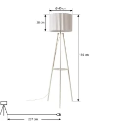 Gang|Pendellamper ^ Lindby trebenetstående gulvlampe Libbie, 155 cm, hør, cremefarvet