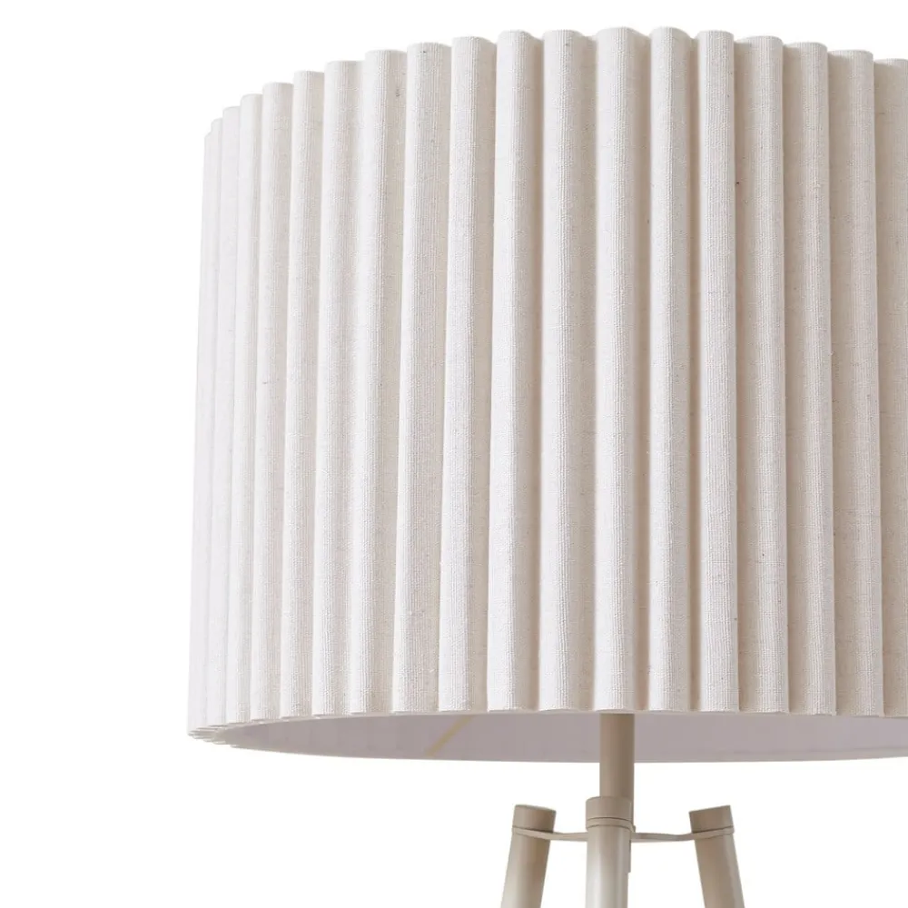 Gang|Pendellamper ^ Lindby trebenetstående gulvlampe Libbie, 155 cm, hør, cremefarvet