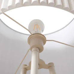 Gang|Pendellamper ^ Lindby trebenetstående gulvlampe Libbie, 155 cm, hør, cremefarvet