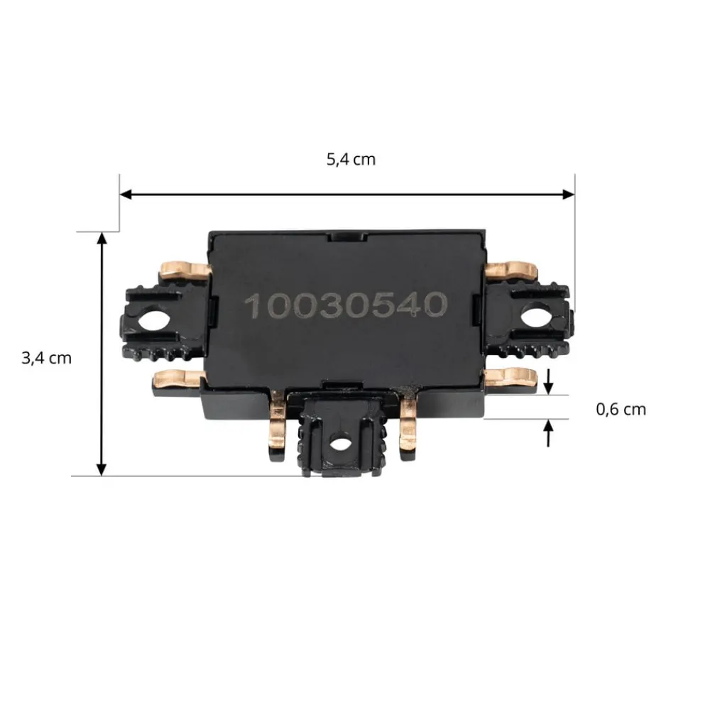 Lindby Skinnesystem > T-stik Lumaro, sort, 5,4 cm, plast