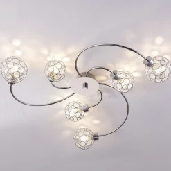 Lindby Loftlamper|Loftlamper > Tyron loftlampe, Ø 65 cm, krom, glas, metal