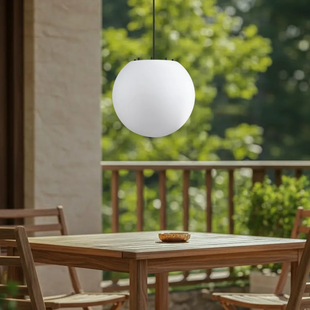 Lindby Udendørs Pendellamper > udendørs hængelampe Alea, hvid, plast, Ø 38 cm