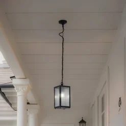 Udendørs Pendellamper ^ Lindby udendørs hængelampe Bolgar, sort, metal, glas