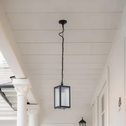 Udendørs Pendellamper ^ Lindby udendørs hængelampe Bolgar, sort, metal, glas