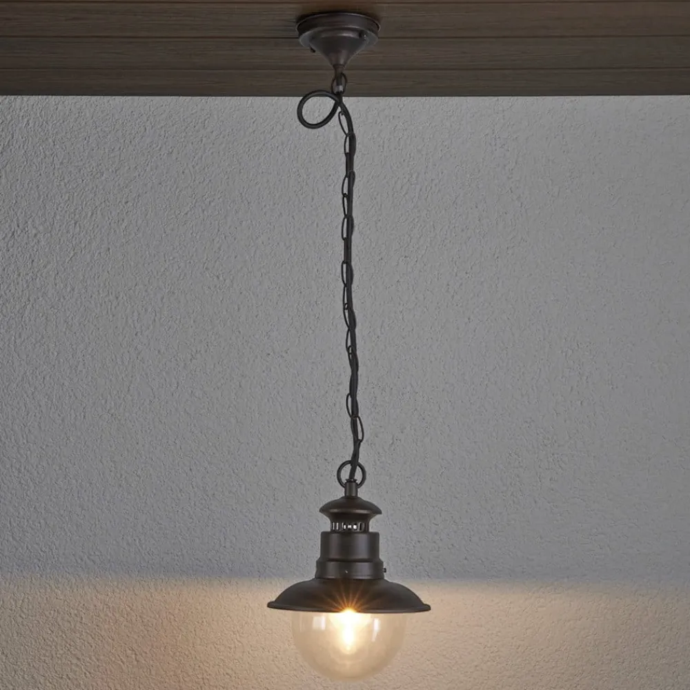 Udendørs Pendellamper|Terrassebelysning ^ Lindby udendørs hængelampe Eddie, rust, metal, IP44, E27