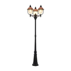 Lindby Lygtepæle > udendørslampe Clint, 225 cm, 3 lyskilder, saltvandsresistent, E27