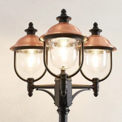 Lindby Lygtepæle > udendørslampe Clint, 225 cm, 3 lyskilder, saltvandsresistent, E27