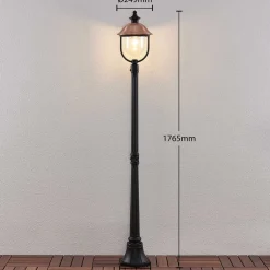 Lindby Lygtepæle > udendørslampe Clint, 177 cm, metal, saltvandsresistent, E27