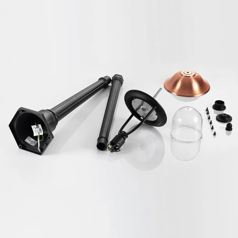 Lindby Lygtepæle > udendørslampe Clint, 177 cm, metal, saltvandsresistent, E27