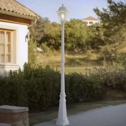 Lindby Lygtepæle > udendørslampe Edana, 211 cm, hvid, metal, E27, IP44