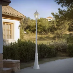 Lindby Lygtepæle > udendørslampe Edana, 211 cm, hvid, metal, E27, IP44