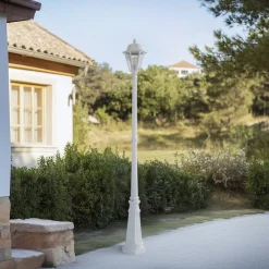Lindby Lygtepæle > udendørslampe Edana, 211 cm, hvid, metal, E27, IP44