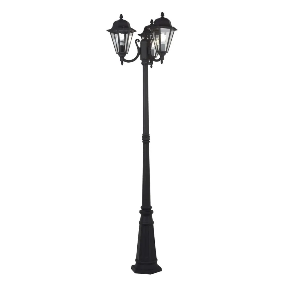 Lygtepæle ^ Lindby udendørslampe Edana, 212 cm, 3 lyskilder, antracit, E27, IP44