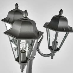 Lygtepæle ^ Lindby udendørslampe Edana, 212 cm, 3 lyskilder, antracit, E27, IP44