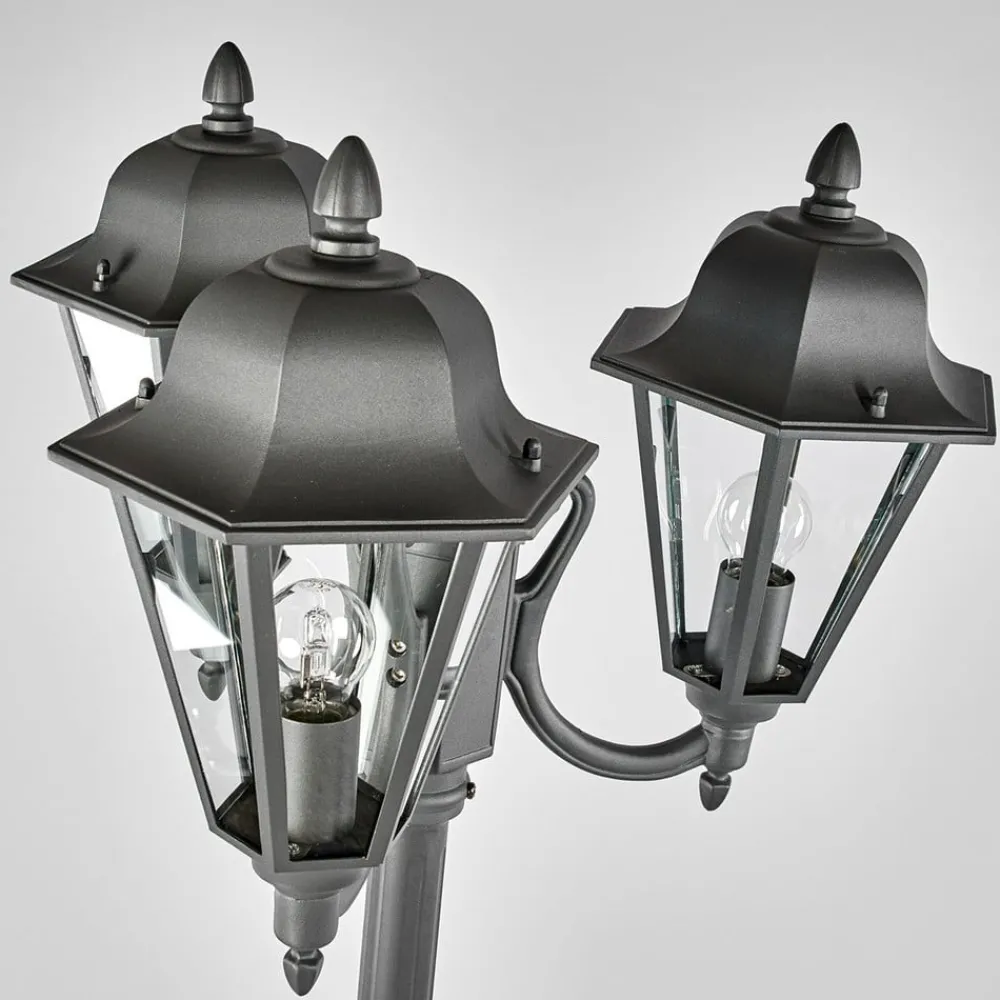 Lygtepæle ^ Lindby udendørslampe Edana, 212 cm, 3 lyskilder, antracit, E27, IP44