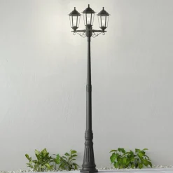 Lindby Lygtepæle > udendørslampe Nane, 217 cm, sort, saltvandsresistent, E27