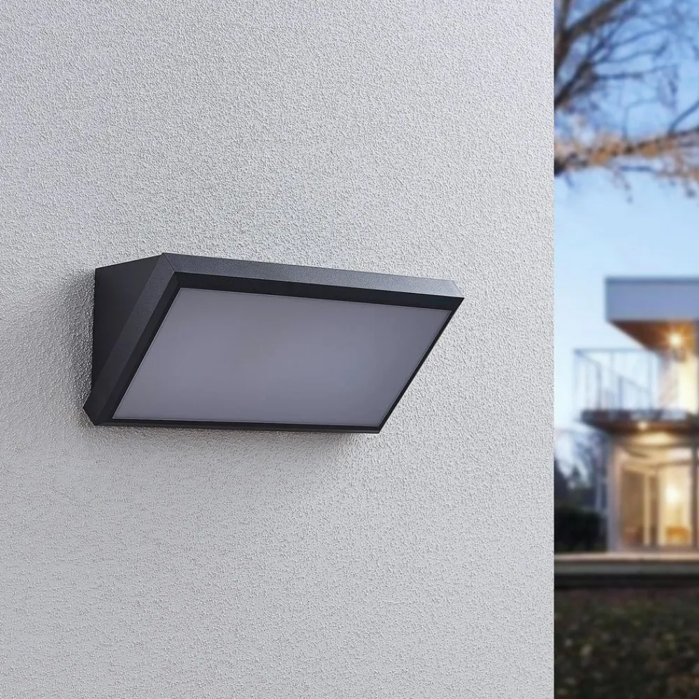 Lindby Terrassebelysning|Væglampe Med Sensor > udendørs LED-væglampe Abby, sensor, IP65, mørkegrå