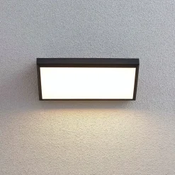 Lindby Terrassebelysning|Væglampe Med Sensor > udendørs LED-væglampe Abby, sensor, IP65, mørkegrå