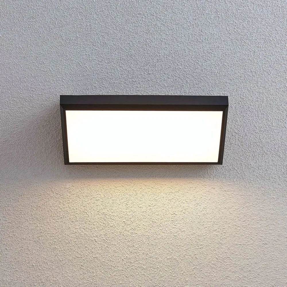Lindby Terrassebelysning|Væglampe Med Sensor > udendørs LED-væglampe Abby, sensor, IP65, mørkegrå
