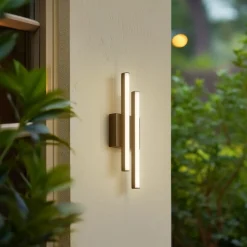 Terrassebelysning|Væglamper ^ Lindby udendørs LED-væglampe Abelia, sort, aluminium, stål