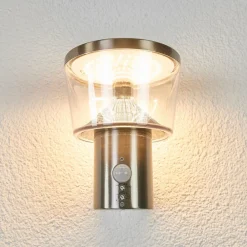 Væglampe Med Sensor|Terrassebelysning ^ Lindby udendørs LED-væglampe Antje, bevægelsessensor, IP44