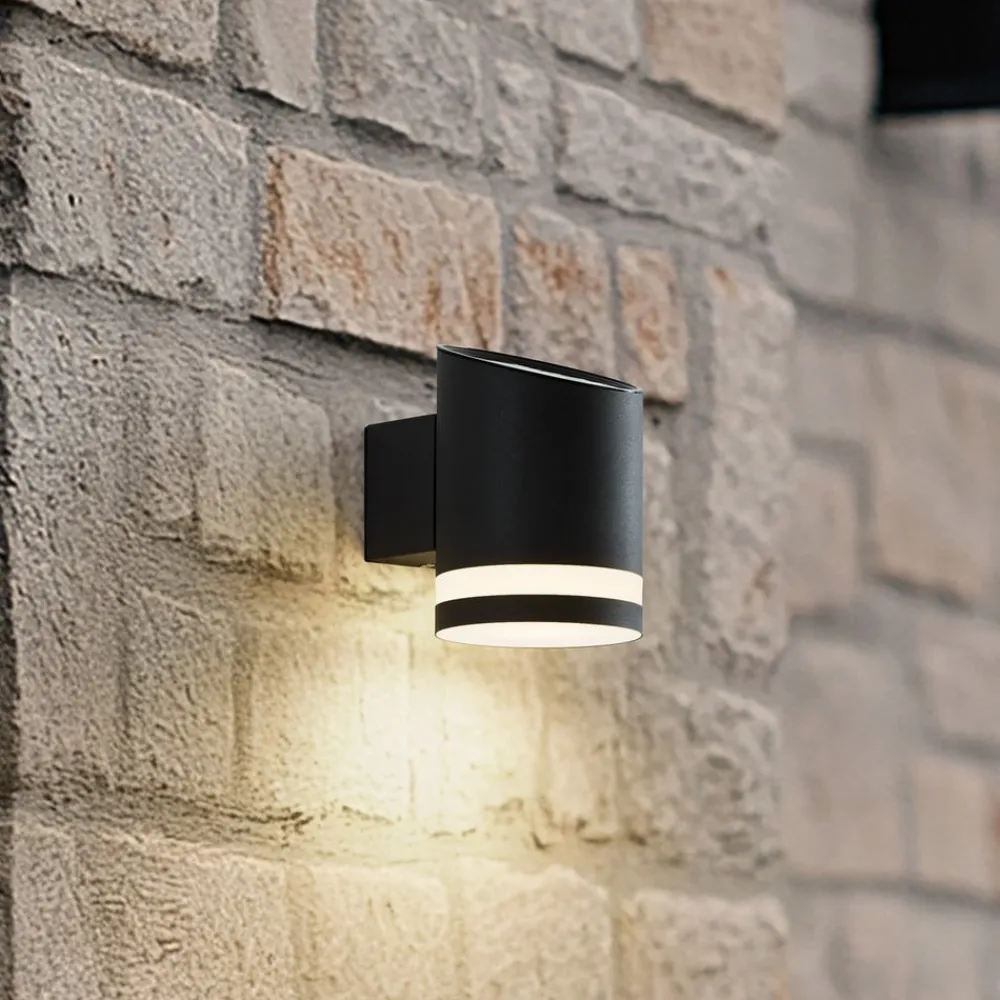 Lindby Solcellelamper|Væglamper > udendørs LED-væglampe Bentlas, antracit, IP44