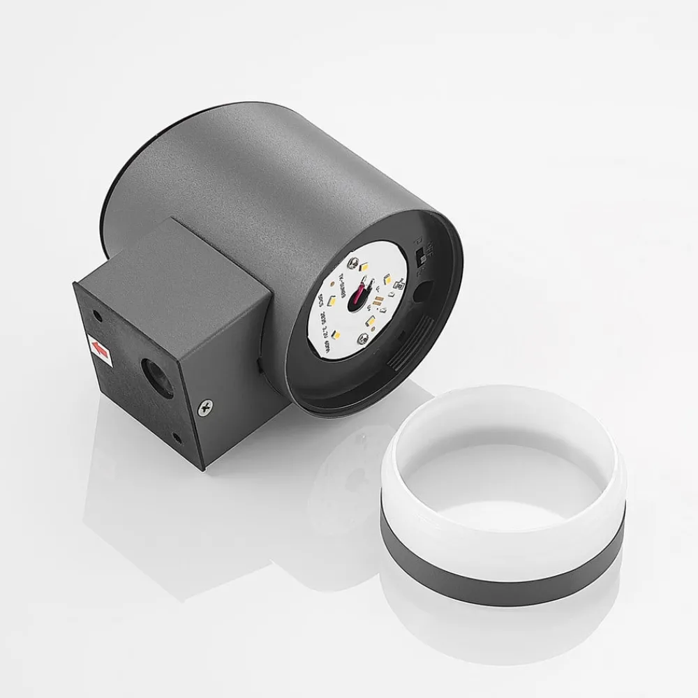 Lindby Solcellelamper|Væglamper > udendørs LED-væglampe Bentlas, antracit, IP44