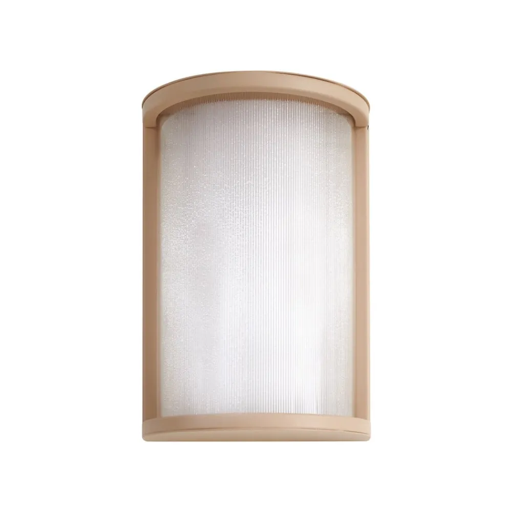 Terrassebelysning ^ Lindby udendørs LED-væglampe Calvik, beige, riflet, IP44
