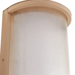 Terrassebelysning ^ Lindby udendørs LED-væglampe Calvik, beige, riflet, IP44