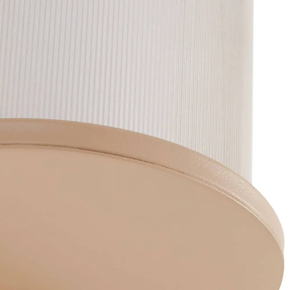 Terrassebelysning ^ Lindby udendørs LED-væglampe Calvik, beige, riflet, IP44