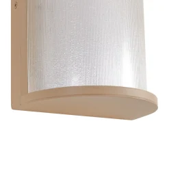 Terrassebelysning ^ Lindby udendørs LED-væglampe Calvik, beige, riflet, IP44