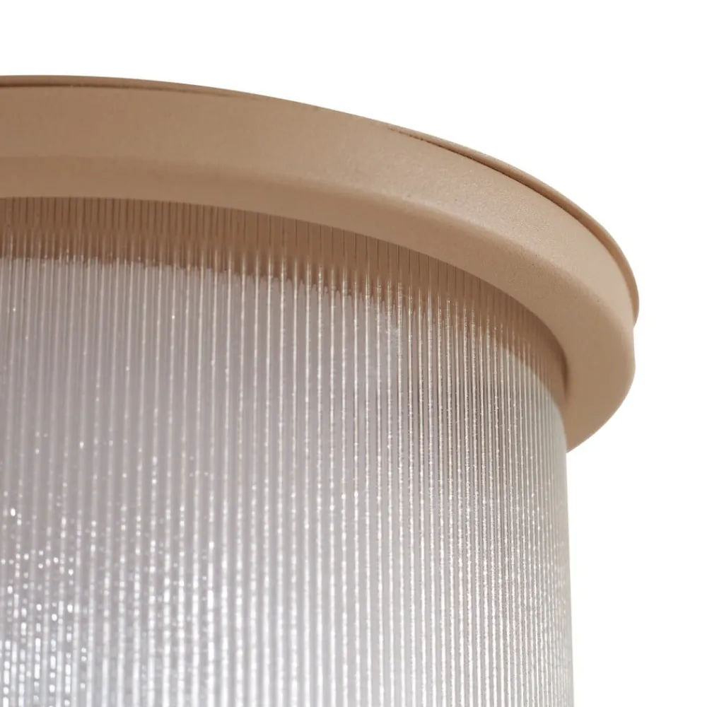 Terrassebelysning ^ Lindby udendørs LED-væglampe Calvik, beige, riflet, IP44