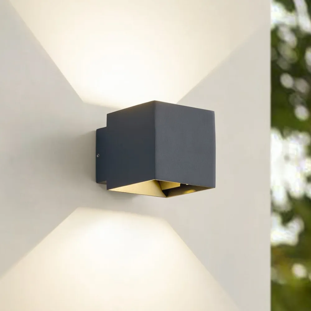 Lindby Terrassebelysning|Væglamper > udendørs LED-væglampe Esani, antracit, op/ned, IP54
