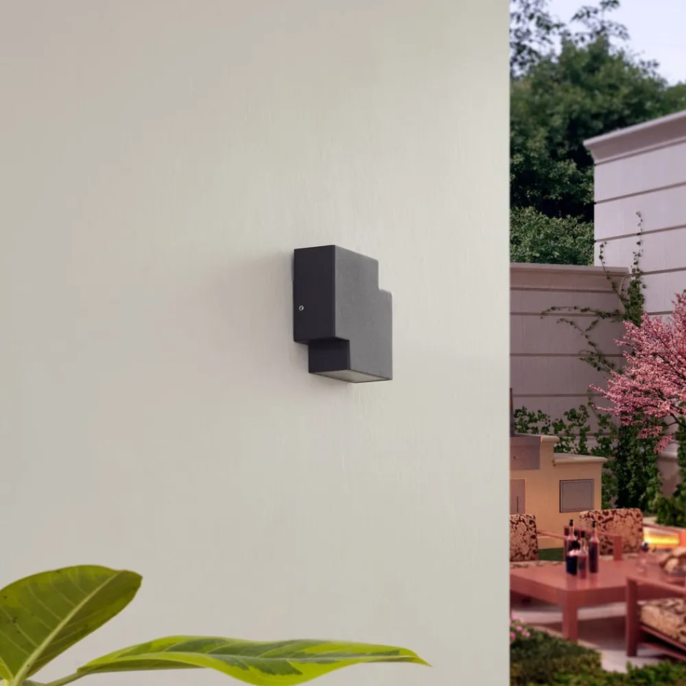 Lindby Terrassebelysning|Væglamper > udendørs LED-væglampe Fendir, sort, aluminium, 10,5 cm
