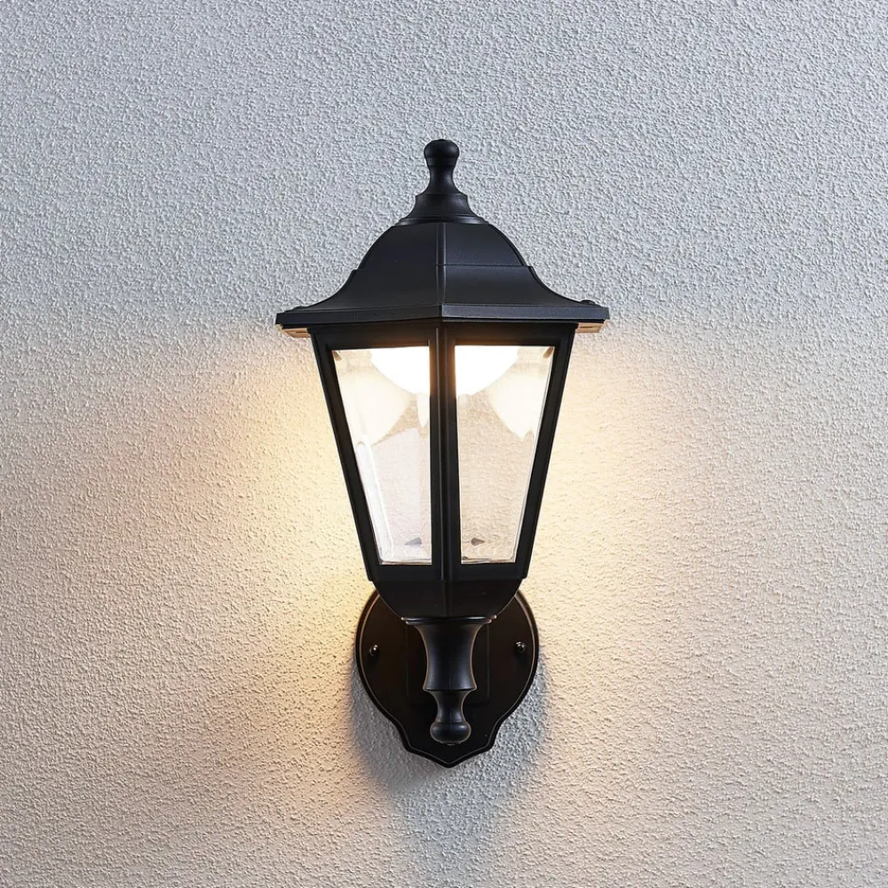 Lindby Væglampe Med Sensor|Terrassebelysning > udendørs LED-væglampe Iavo, sensor, sort, lygte