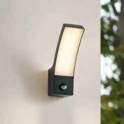 Væglampe Med Sensor|Terrassebelysning ^ Lindby udendørs LED-væglampe Ilvita, sensor, antracit, IP54