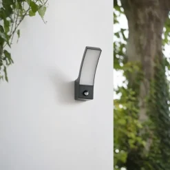 Væglampe Med Sensor|Terrassebelysning ^ Lindby udendørs LED-væglampe Ilvita, sensor, antracit, IP54