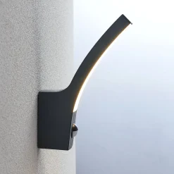 Væglampe Med Sensor|Terrassebelysning ^ Lindby udendørs LED-væglampe Ilvita, sensor, antracit, IP54