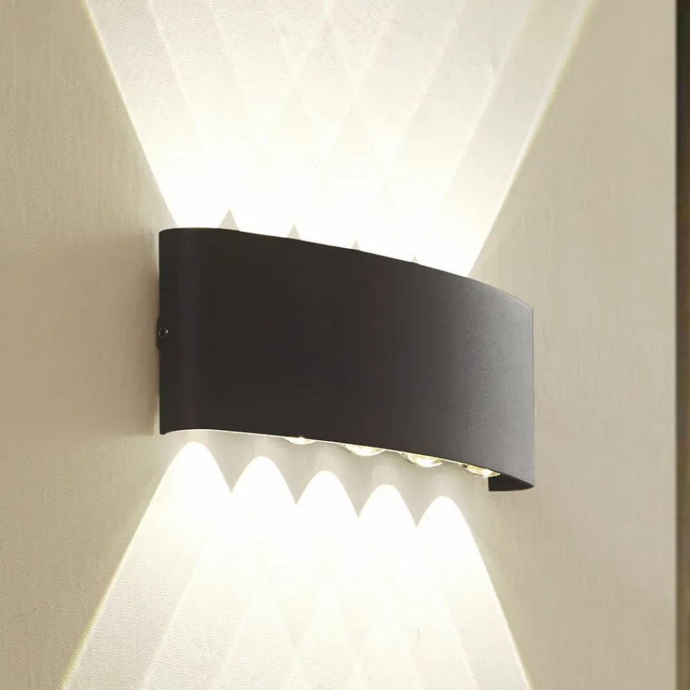 Lindby Terrassebelysning|Væglamper > udendørs LED-væglampe Ithan, 5 lyskilder, antracit, metal