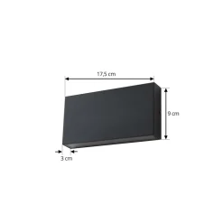 Væglamper ^ Lindby udendørs LED-væglampe Jarte, sort, metal, 17 cm, IP54