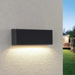 Lindby Terrassebelysning|Væglamper > udendørs LED-væglampe Jarte, 24 cm, ned, grå, IP65