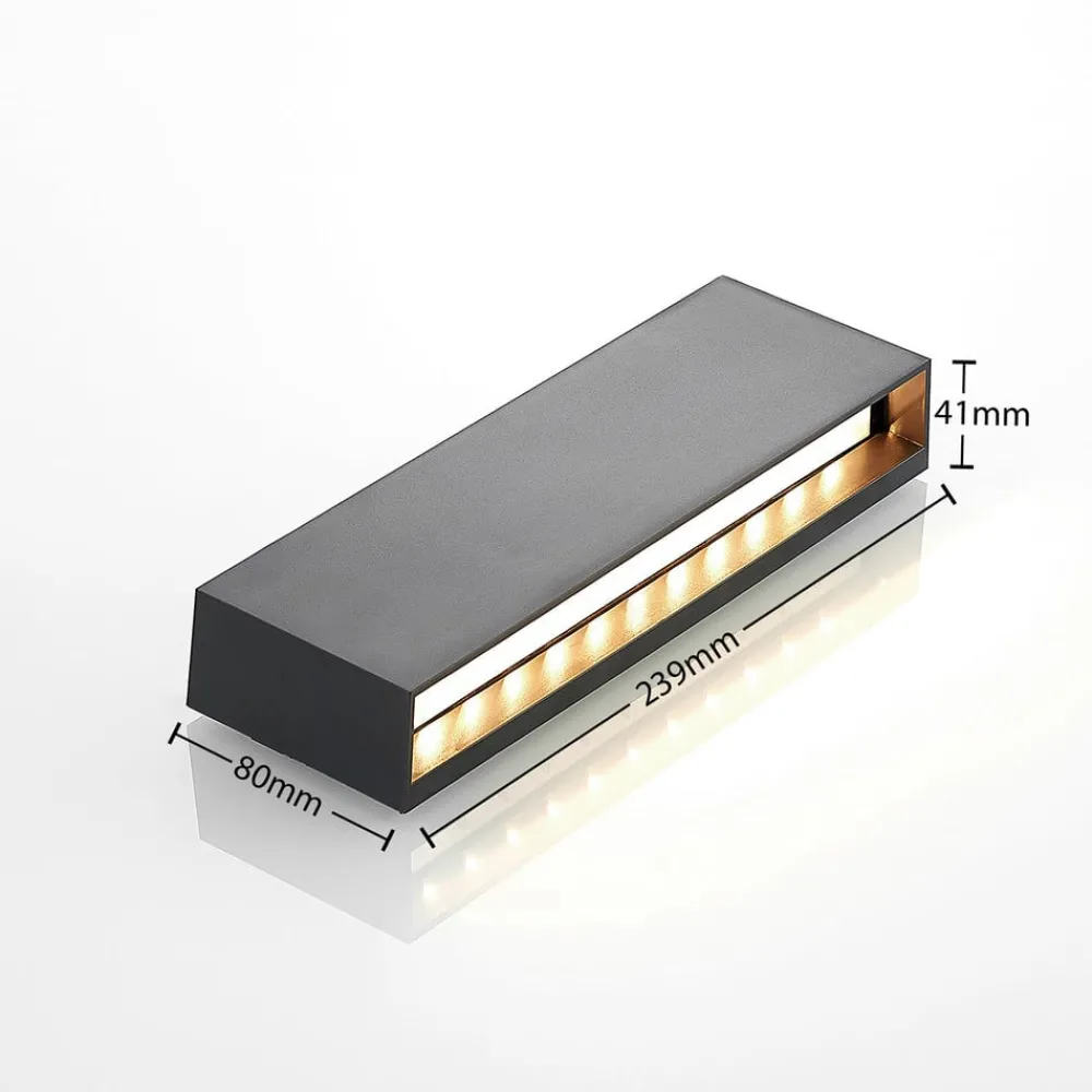 Lindby Terrassebelysning|Væglamper > udendørs LED-væglampe Jarte, 24 cm, ned, grå, IP65