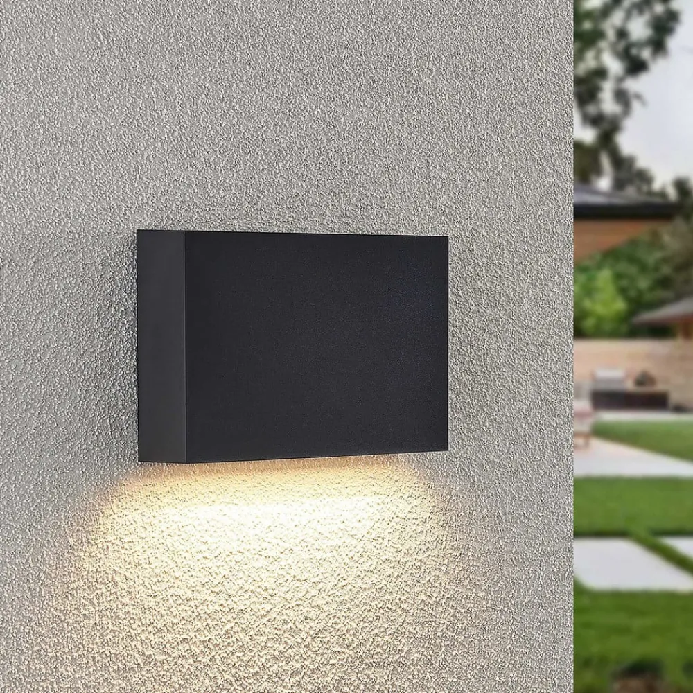 Lindby Terrassebelysning|Væglamper > udendørs LED-væglampe Jarte, 20 cm, ned, grå, IP65