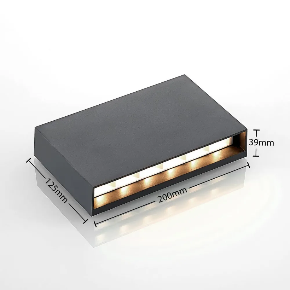 Lindby Terrassebelysning|Væglamper > udendørs LED-væglampe Jarte, 20 cm, ned, grå, IP65
