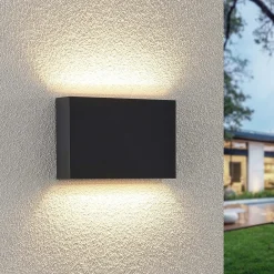 Terrassebelysning|Væglamper ^ Lindby udendørs LED-væglampe Jarte, sæt med 3, op/ned, IP65
