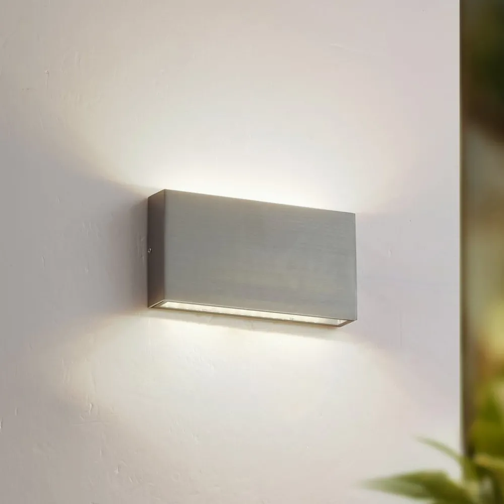 Lindby Terrassebelysning|Væglamper > udendørs LED-væglampe Jarte, grå, metal, 17 cm, IP54