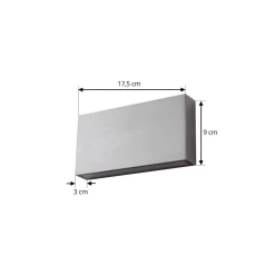 Lindby Terrassebelysning|Væglamper > udendørs LED-væglampe Jarte, grå, metal, 17 cm, IP54
