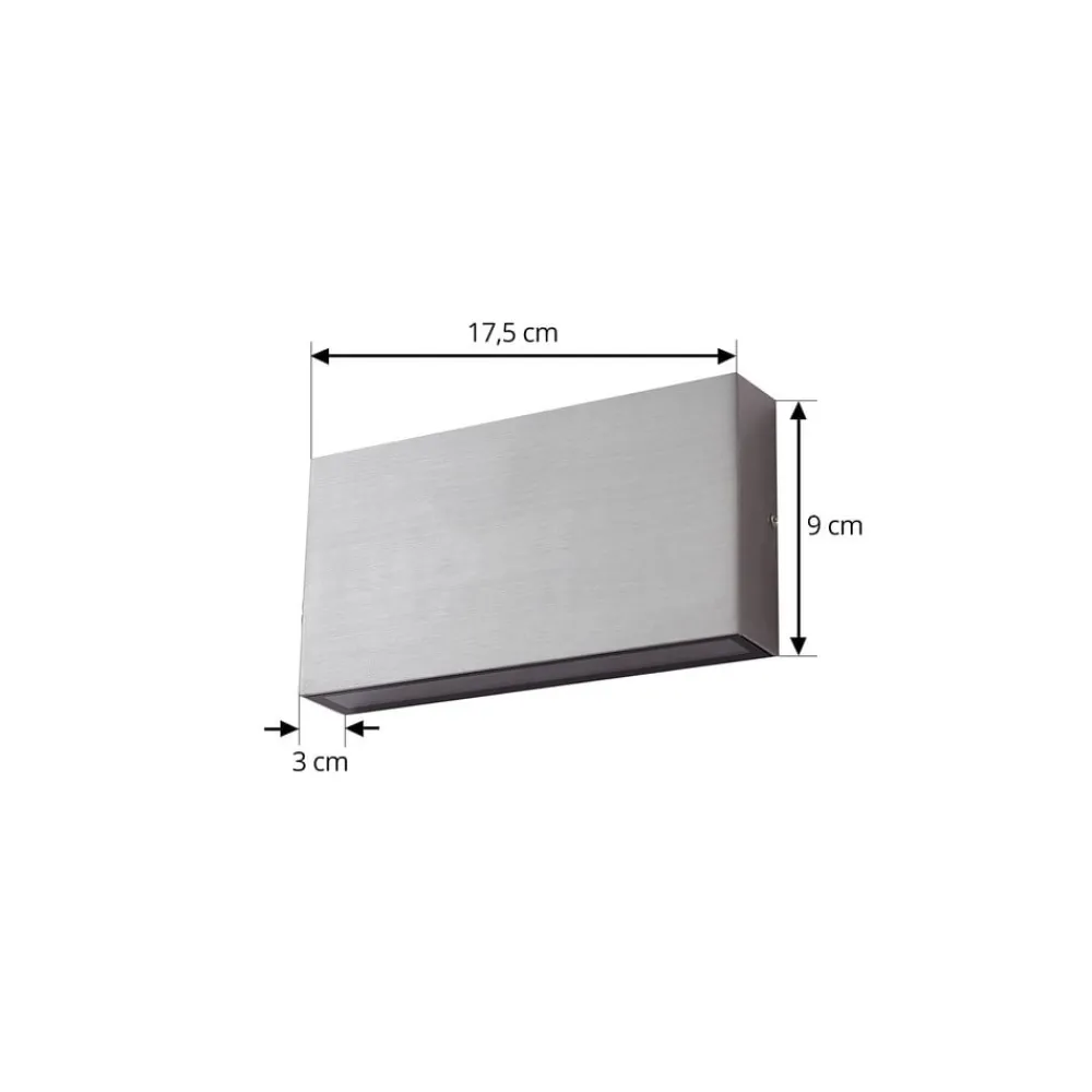 Lindby Terrassebelysning|Væglamper > udendørs LED-væglampe Jarte, grå, metal, 17 cm, IP54